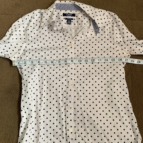Chaps size S button down top blue polka dots - Picture 4 of 5